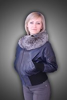 Куртка женская, натуральная кожа, мех чернобурка